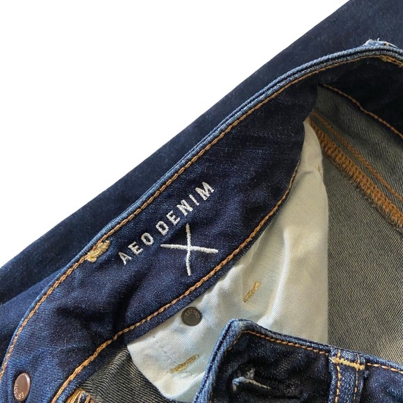 American Eagle Super Stretch Womens Skinny Jeans Size 2 Distressed Embroidered - Picture 11 of 13